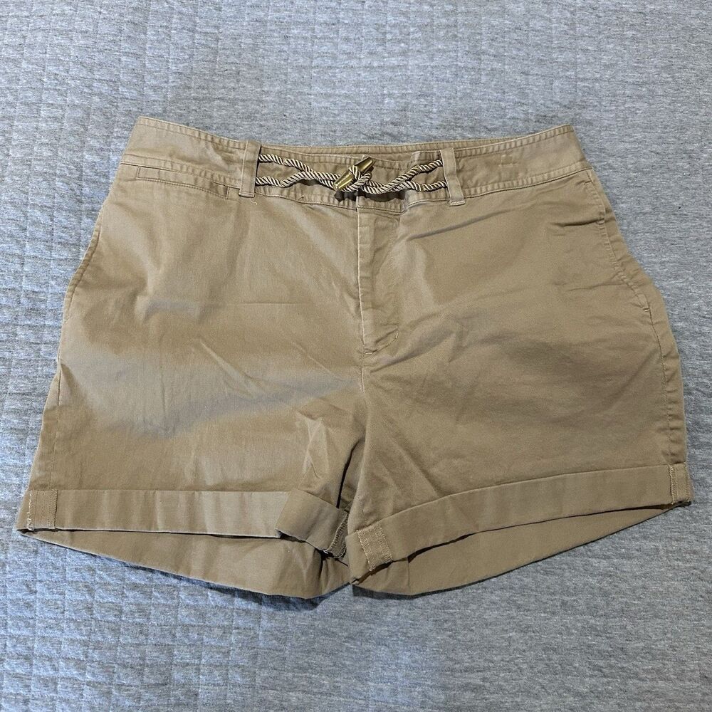 Lauren Ralph Lauren Preppy Chino Shorts Old Money Rope Belt Mid Rise 12 Zip